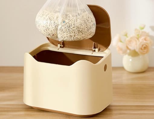 basurero para arena de gato con tapa